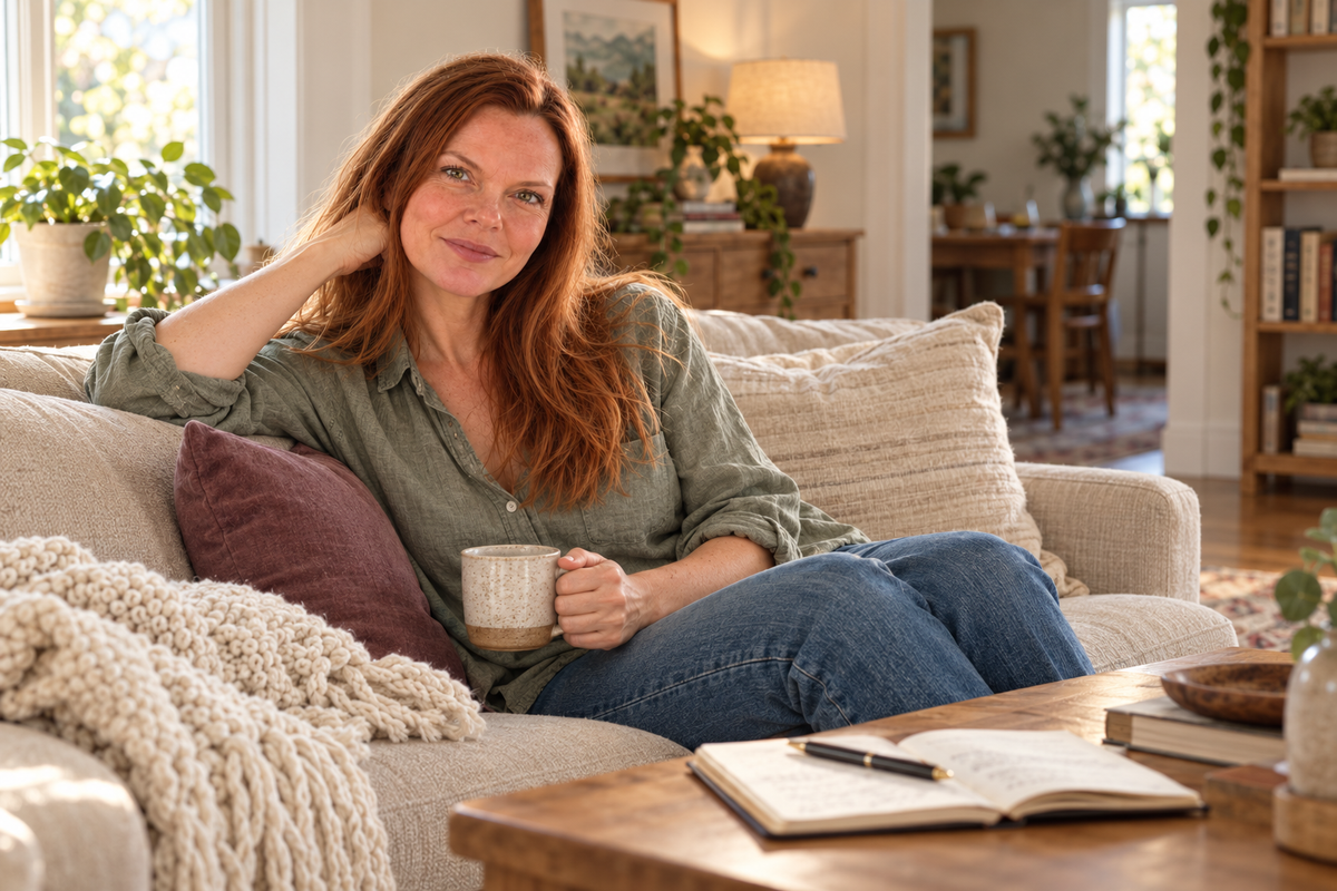 Sarah relaxing at home
